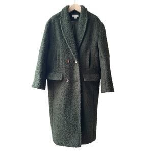 Topshop Boucle Shawl Lapel Double Breasted Overcoat, Size M, Green